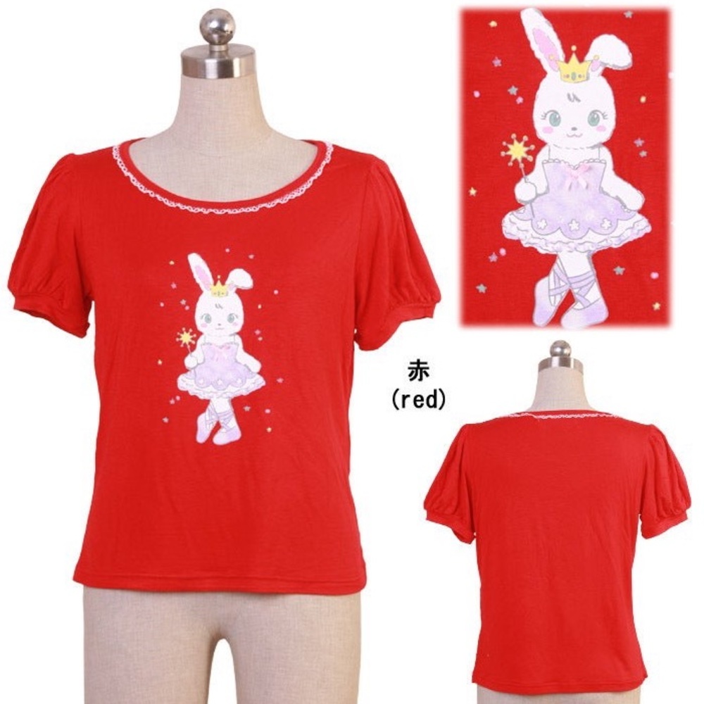 Kawaii Bunny Red Casual Women Blouse T-shirt